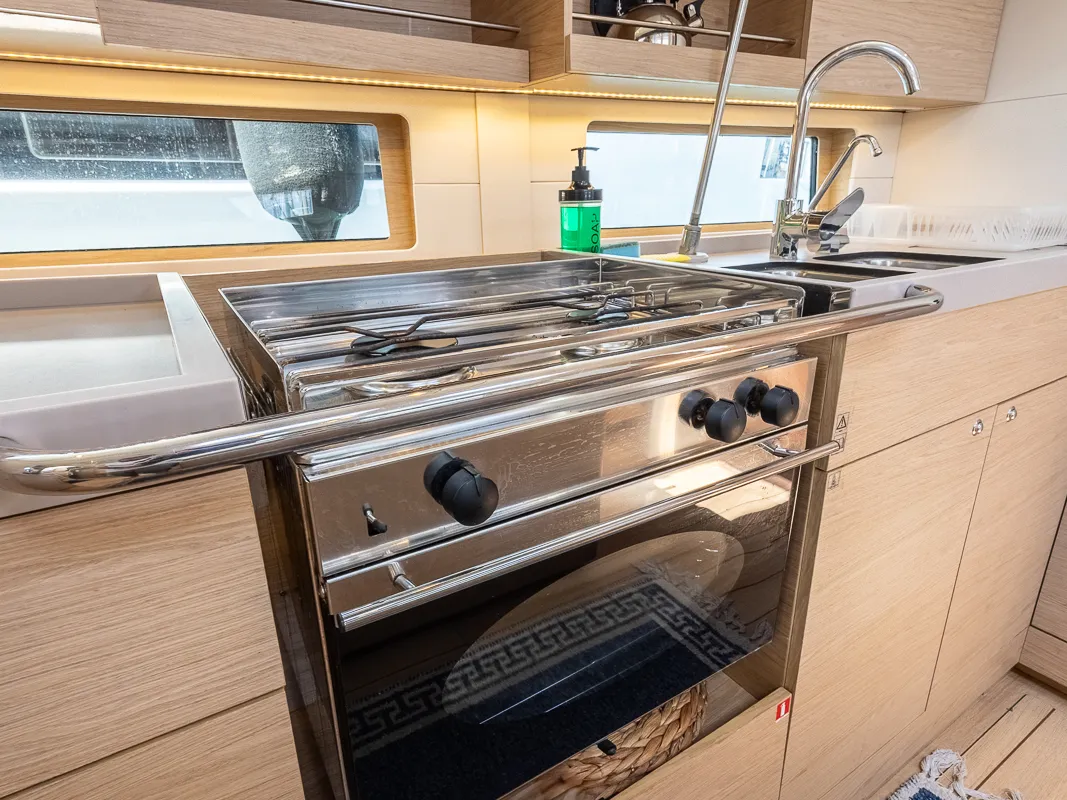 Galley of Ellaida Built 2019, a Beneteau Oceanis 46.1 sailboat at Municipal Unit of Lefkada, Greece