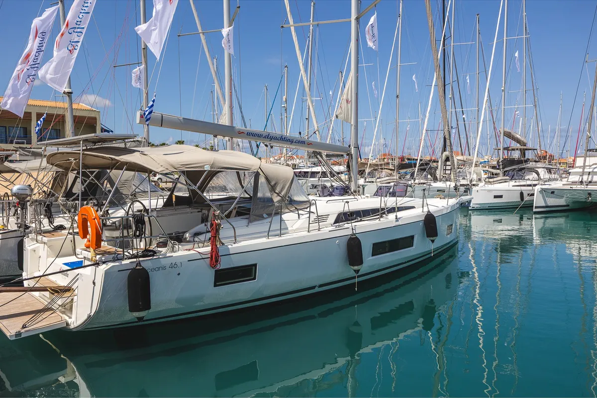 Exterior view of Ellaida Built 2019, a Beneteau Oceanis 46.1 sailboat at Municipal Unit of Lefkada, Greece