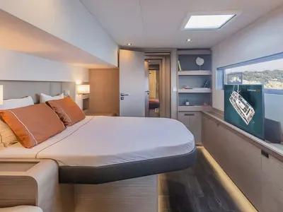 Cabin on Premium, a Fountaine Pajot Samana 59 catamaran at Palermo, Italy