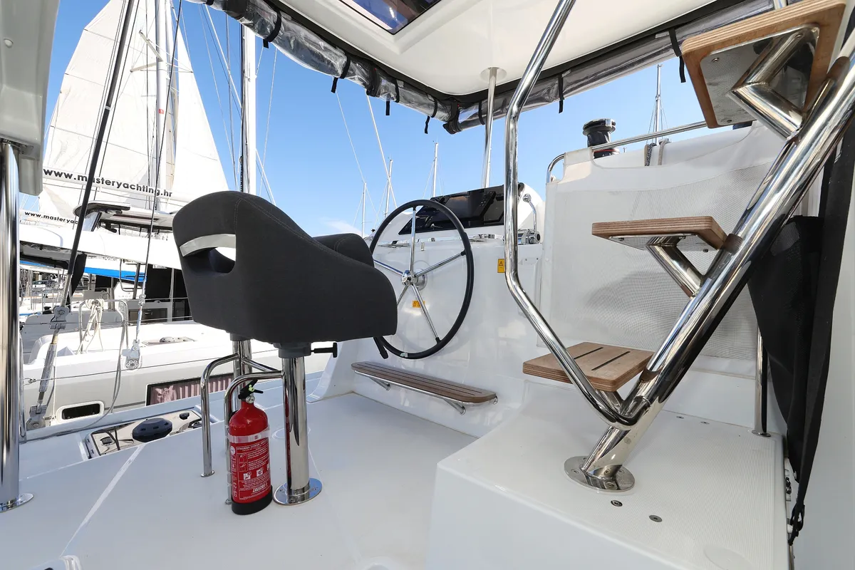 Cockpit of DEAR JOHN, a Lagoon 42 catamaran at Općina Sukošan, Croatia