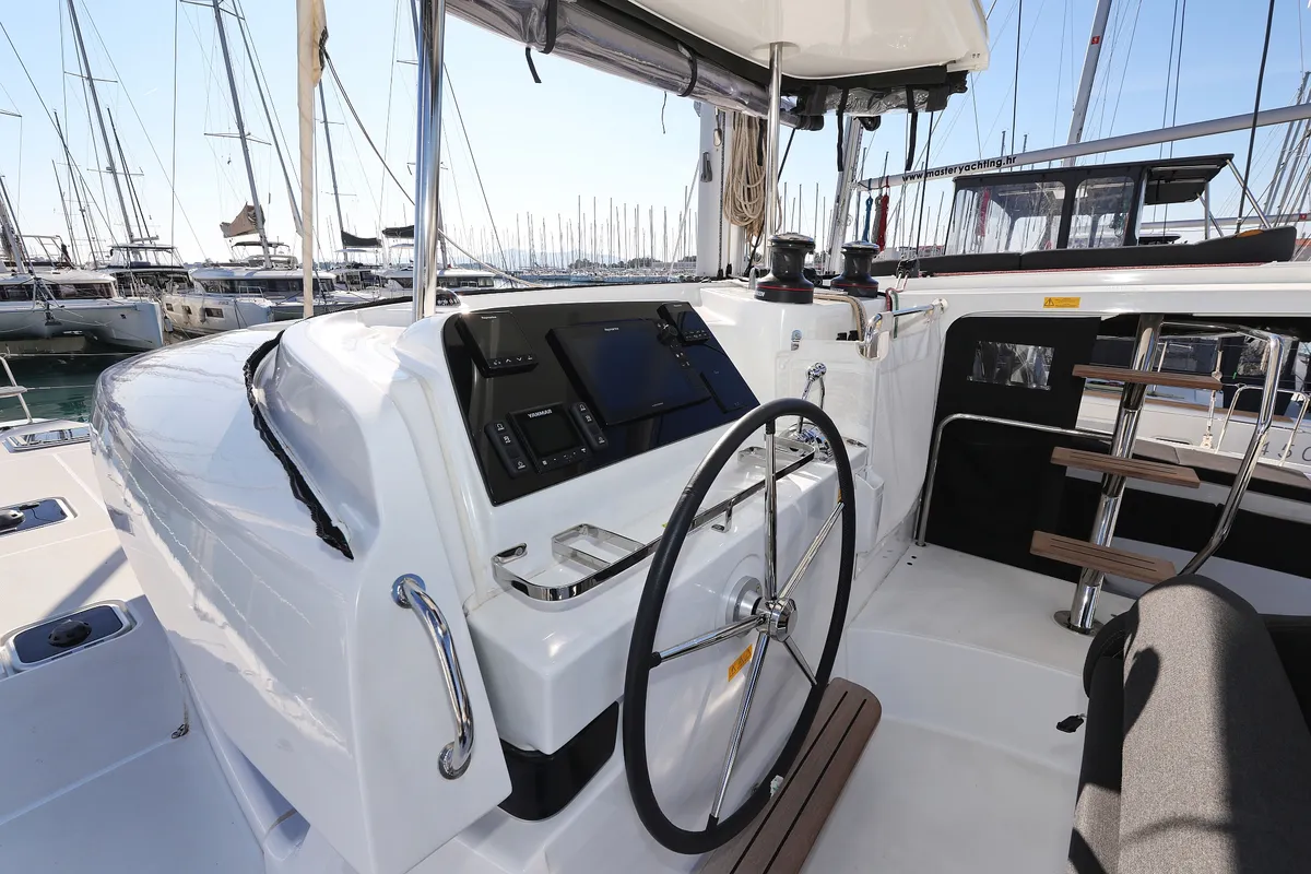 Cockpit of DEAR JOHN, a Lagoon 42 catamaran at Općina Sukošan, Croatia