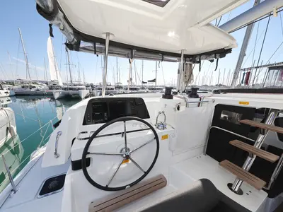 Cockpit of DEAR JOHN, a Lagoon 42 catamaran at Općina Sukošan, Croatia