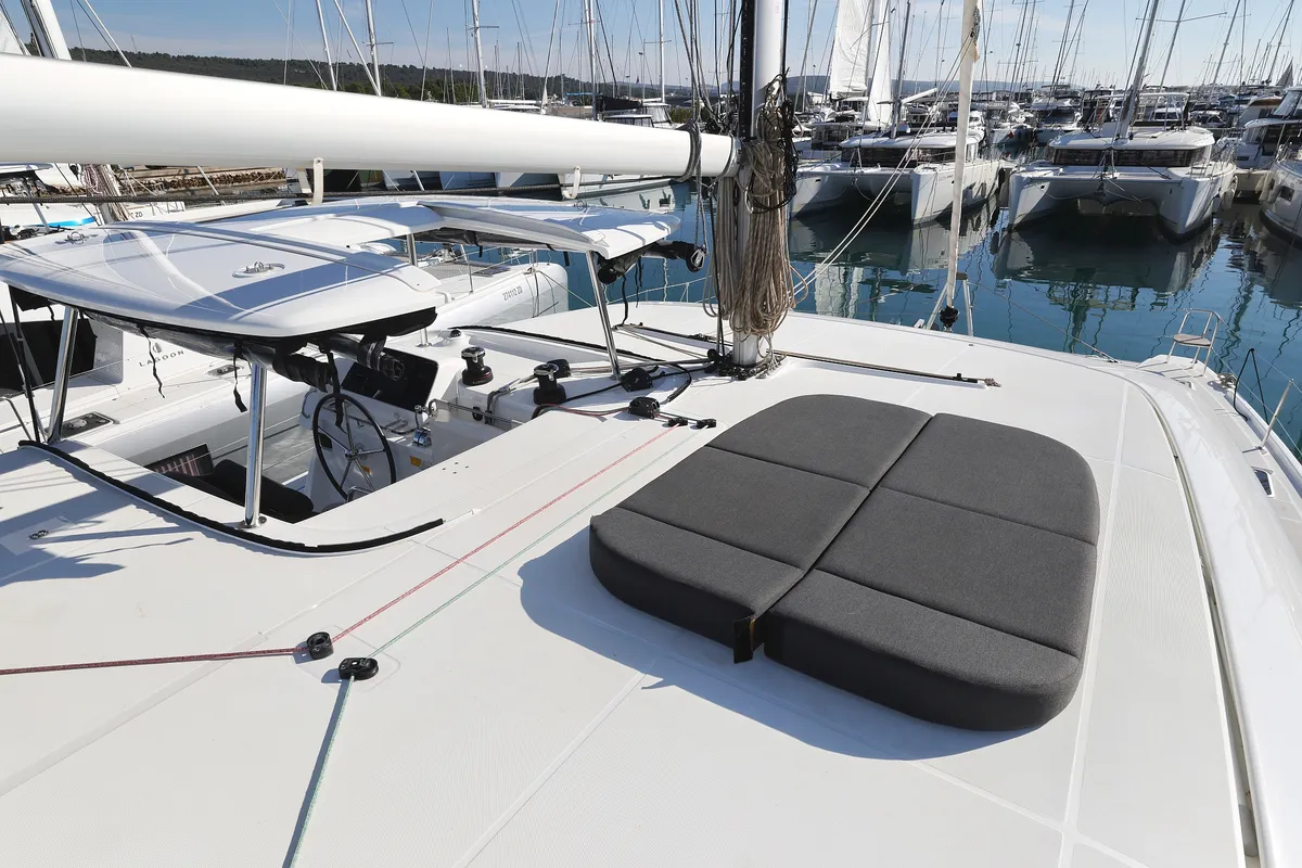 Deck of DEAR JOHN, a Lagoon 42 catamaran at Općina Sukošan, Croatia