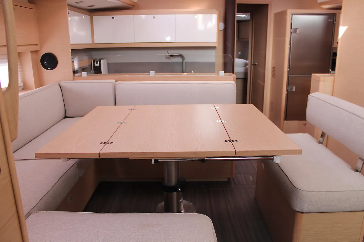 Salon of Why Not 18, a Dufour 530 sailboat at Municipal Unit of Lefkada, Greece