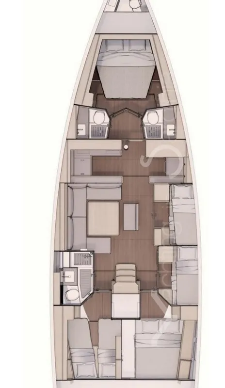 Exterior view of Asperula, a Dufour 530 sailboat at Olbia, Italy