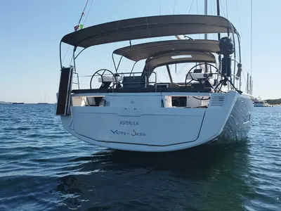Salon of Asperula, a Dufour 530 sailboat at Olbia, Italy