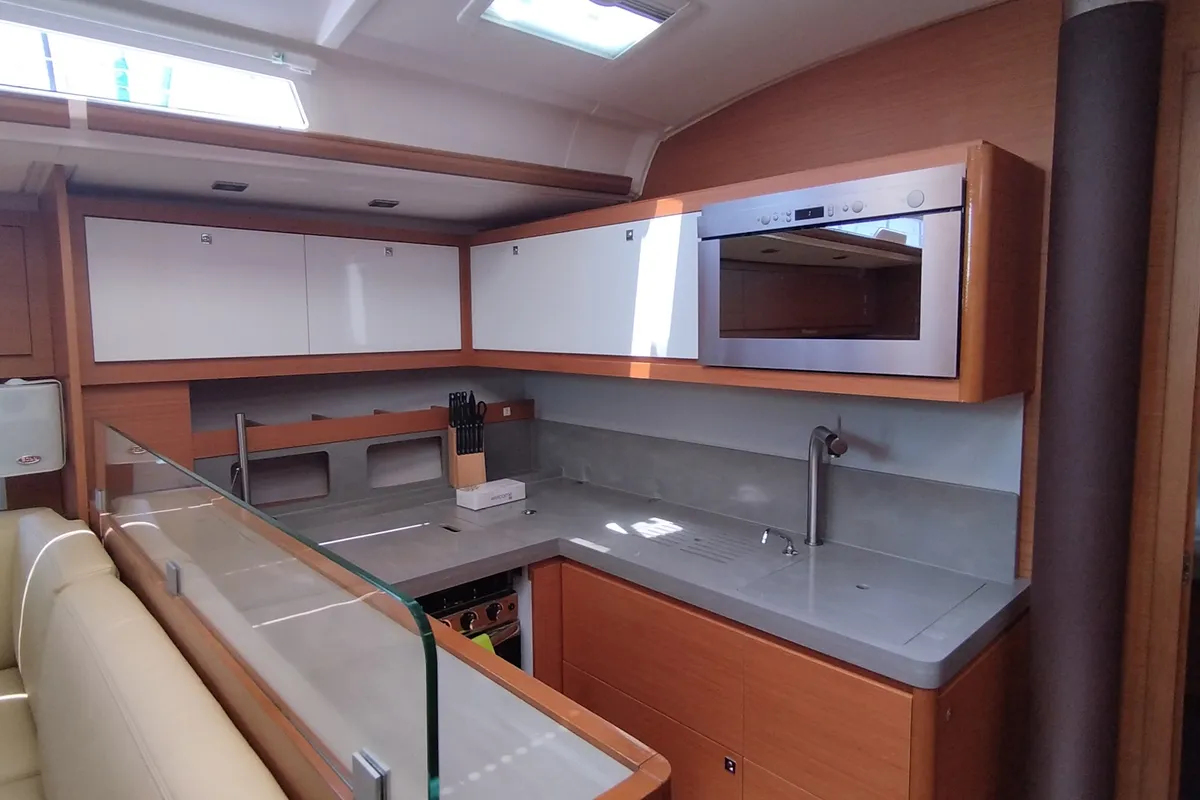 Cabin on Asperula, a Dufour 530 sailboat at Olbia, Italy