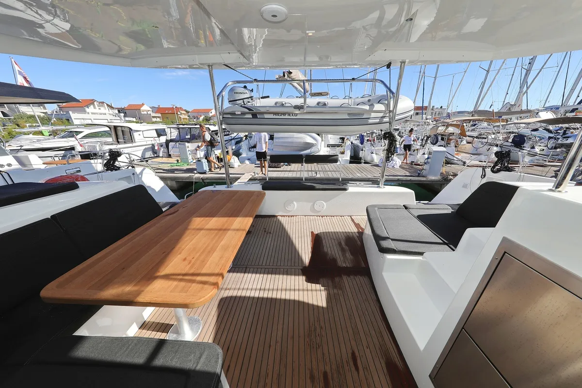 Deck of Sail la Vie, a Lagoon 42 catamaran at Pirovac, Croatia