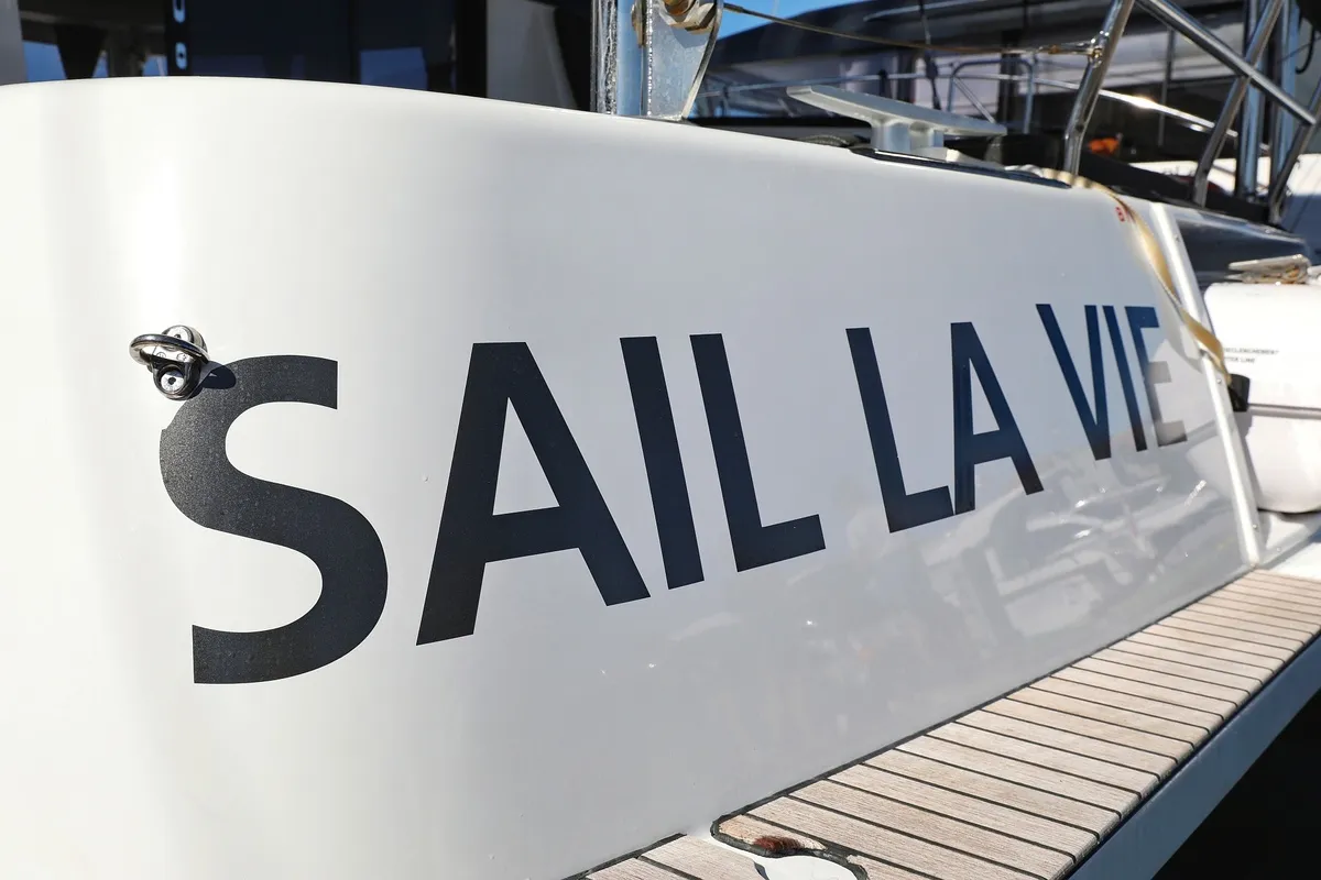 Exterior view of Sail la Vie, a Lagoon 42 catamaran at Pirovac, Croatia
