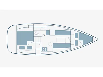 Floor plan of Eleni, a Jeanneau Sun Odyssey 33i sailboat at Pylaros, Greece