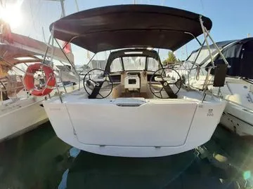 Cockpit of Nagini, a Dufour 390 sailboat at Procida, Italy