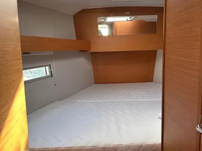 Cabin on Nagini, a Dufour 390 sailboat at Procida, Italy