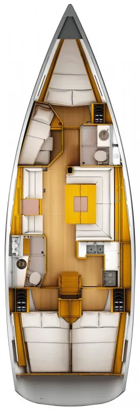 Floor plan of Adria Wave, a Jeanneau Sun Odyssey 449 sailboat at Punat, Croatia