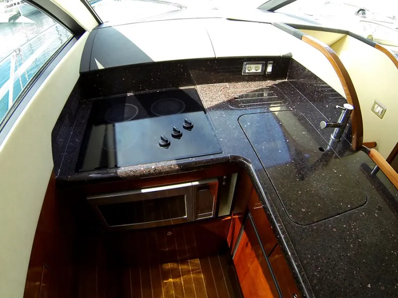 Galley of Luna IV, a Fairline Phantom 50 motor yacht at Grad Šibenik, Croatia