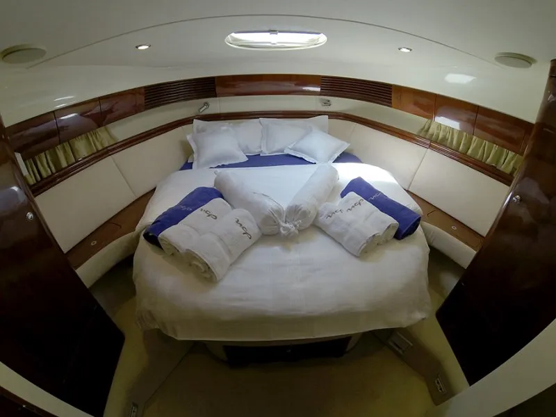 Cabin on Luna IV, a Fairline Phantom 50 motor yacht at Grad Šibenik, Croatia