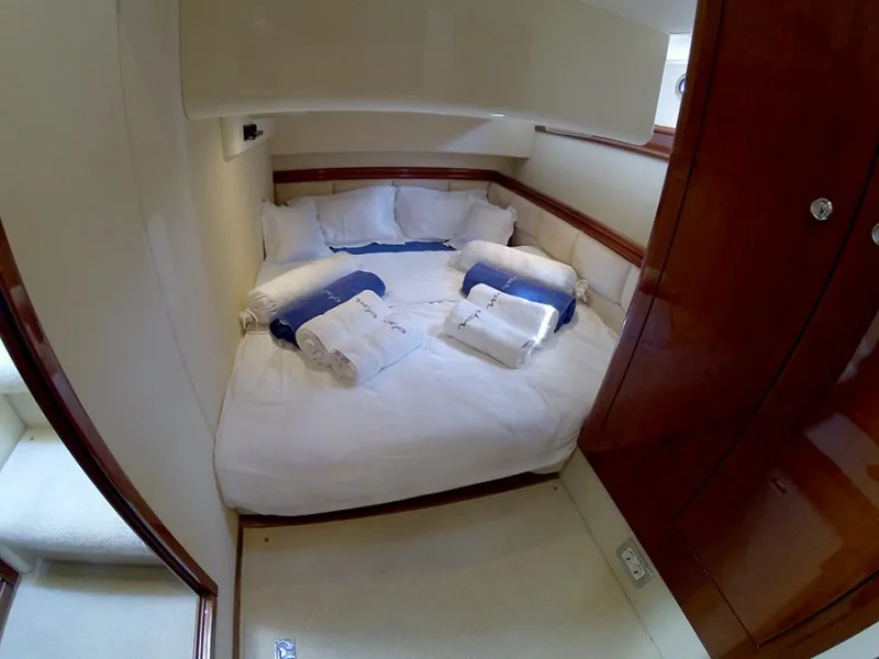 Cabin on Luna IV, a Fairline Phantom 50 motor yacht at Grad Šibenik, Croatia