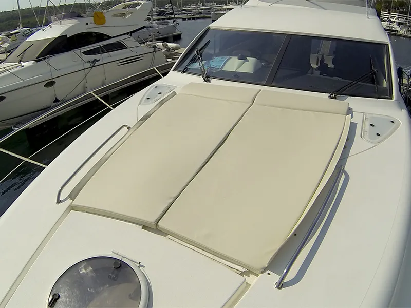Deck of Luna IV, a Fairline Phantom 50 motor yacht at Grad Šibenik, Croatia