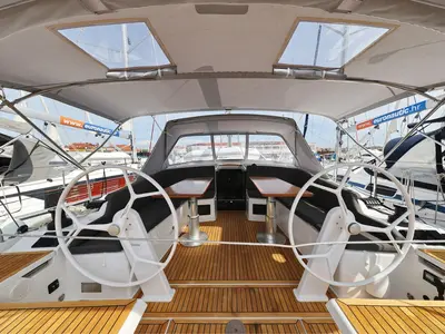 Exterior view of Taja, a Hanse 410 sailboat at Pirovac, Croatia