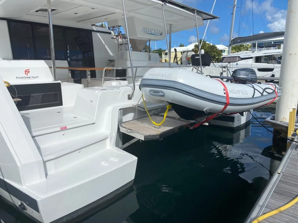 Exterior view of Serene Blue, a Fountaine Pajot Astrea 42 Maestro catamaran at Chesapeake, United States