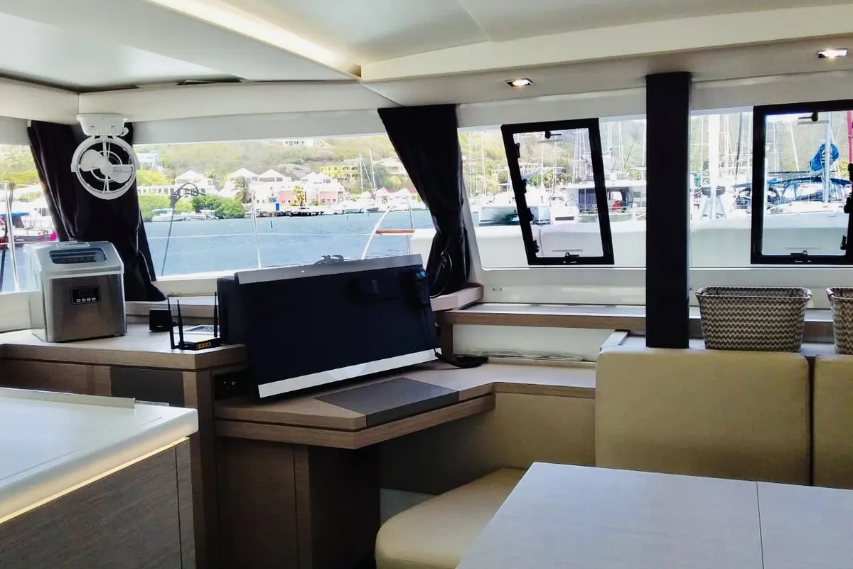 Salon of Serene Blue, a Fountaine Pajot Astrea 42 Maestro catamaran at Chesapeake, United States