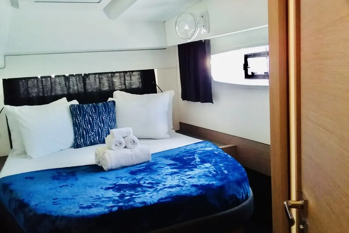 Cabin on Serene Blue, a Fountaine Pajot Astrea 42 Maestro catamaran at Chesapeake, United States