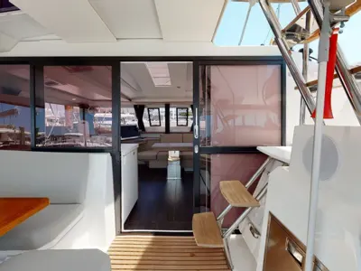Cockpit of Serene Blue, a Fountaine Pajot Astrea 42 Maestro catamaran at Chesapeake, United States