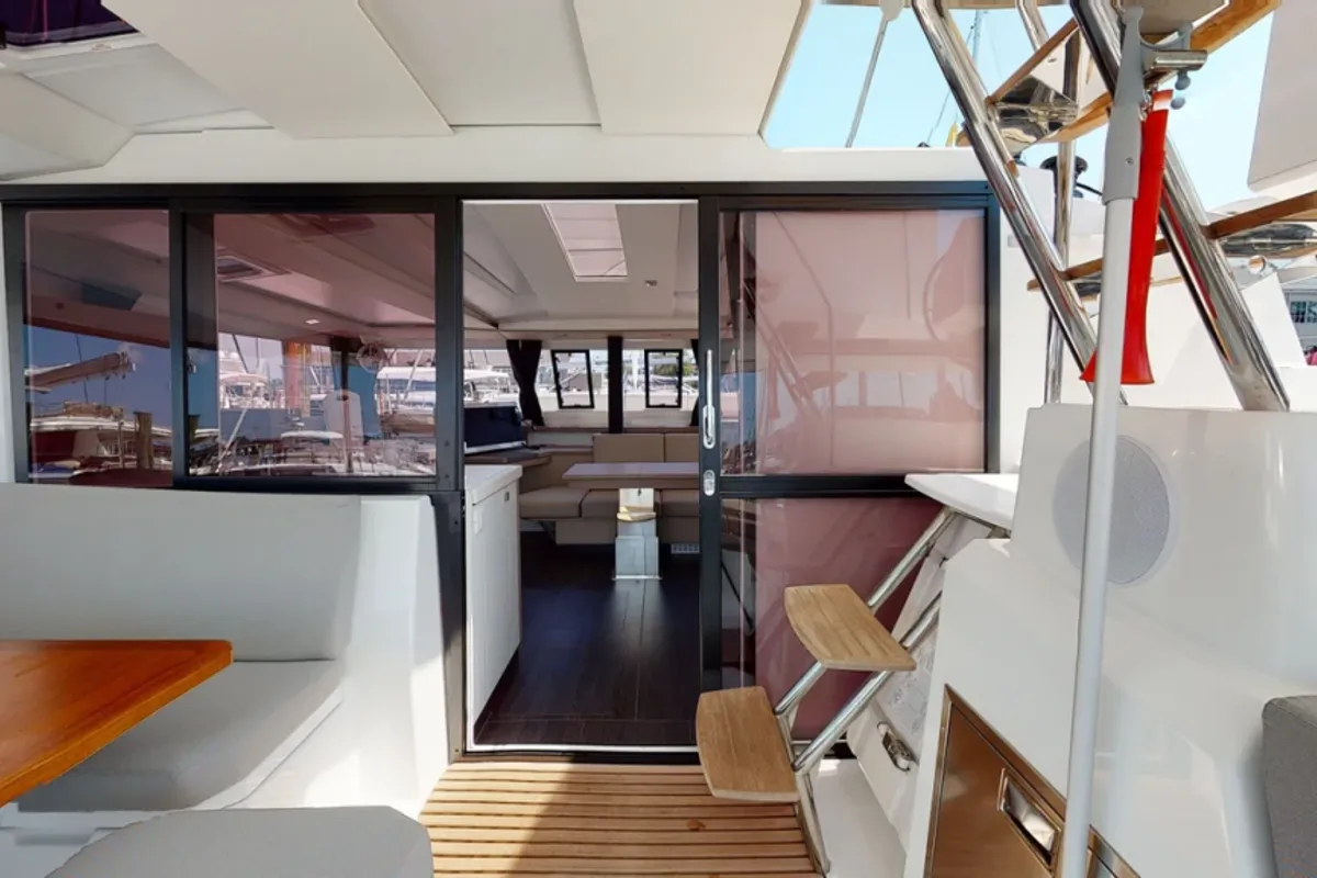 Cockpit of Serene Blue, a Fountaine Pajot Astrea 42 Maestro catamaran at Chesapeake, United States