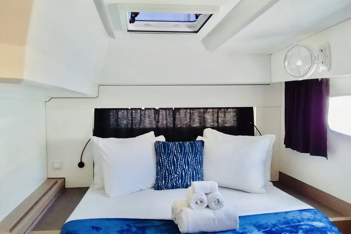 Cabin on Serene Blue, a Fountaine Pajot Astrea 42 Maestro catamaran at Chesapeake, United States