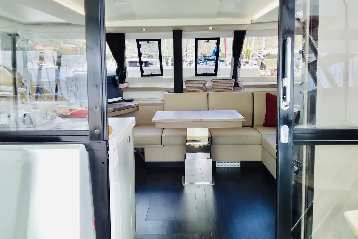 Salon of Serene Blue, a Fountaine Pajot Astrea 42 Maestro catamaran at Chesapeake, United States