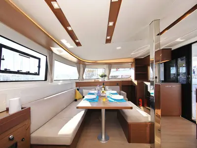 Salon of Mariposa, a Lagoon 46 catamaran at Kaštela, Croatia