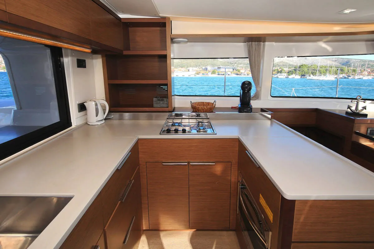 Galley of Mariposa, a Lagoon 46 catamaran at Kaštela, Croatia