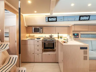 Galley of Olivia, a Bavaria C42 sailboat at Castellammare di Stabia, Italy