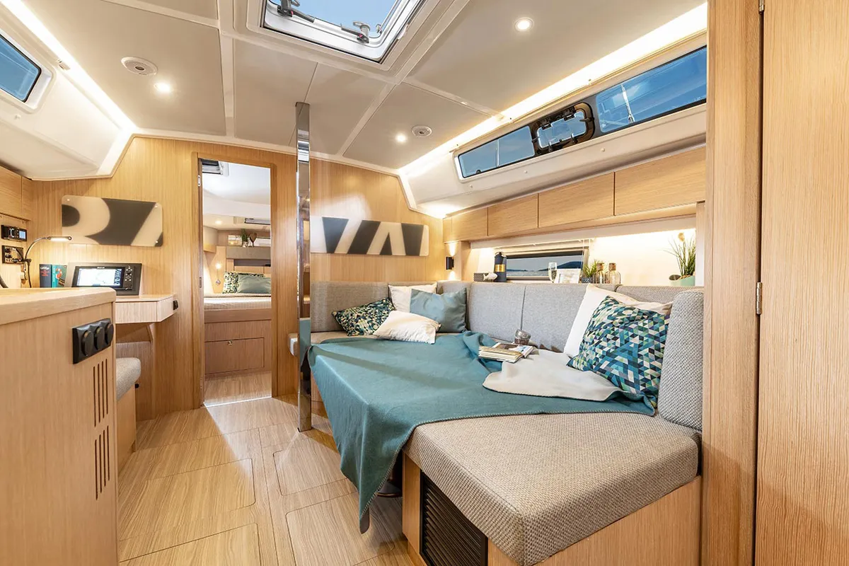 Cabin on Olivia, a Bavaria C42 sailboat at Castellammare di Stabia, Italy