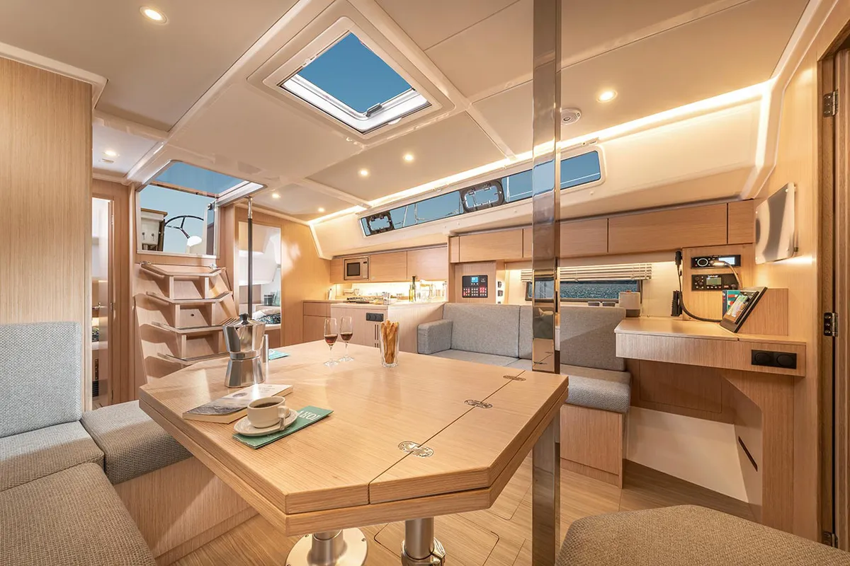 Salon of Olivia, a Bavaria C42 sailboat at Castellammare di Stabia, Italy