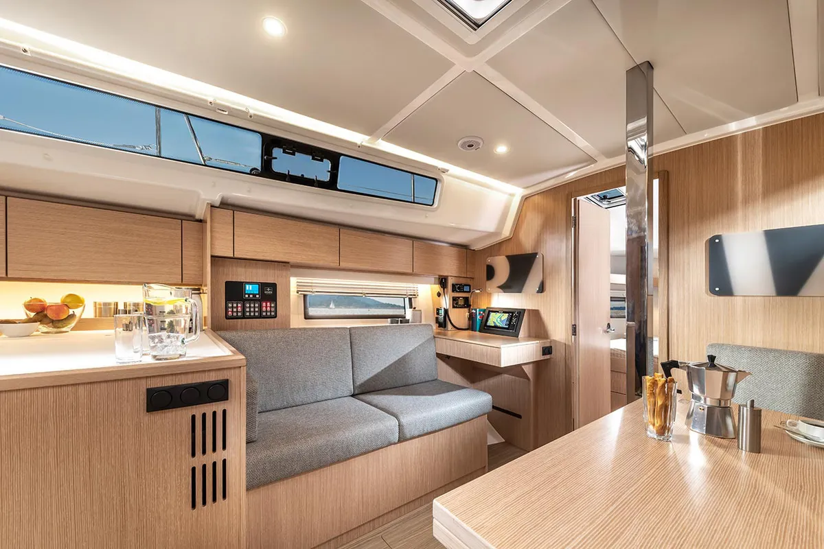 Salon of Olivia, a Bavaria C42 sailboat at Castellammare di Stabia, Italy
