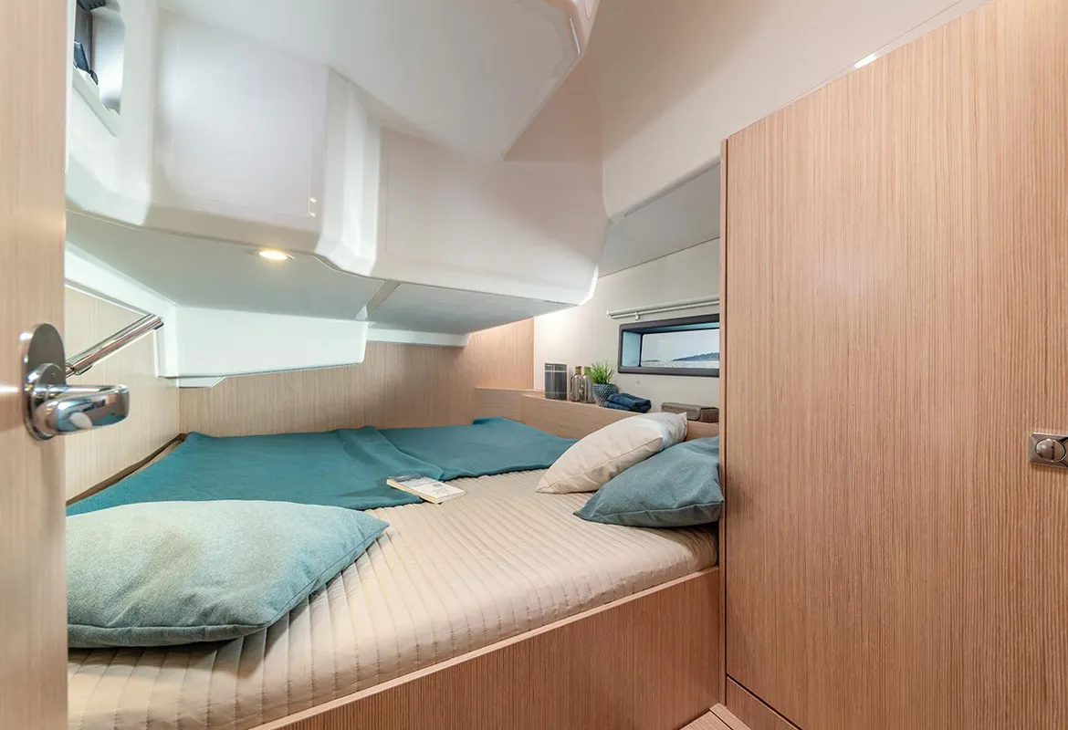 Cabin on Olivia, a Bavaria C42 sailboat at Castellammare di Stabia, Italy