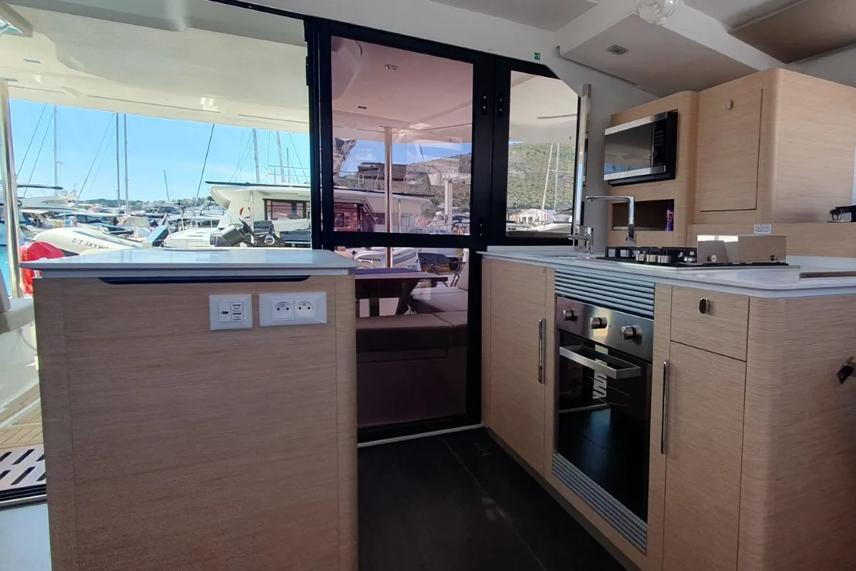 Skywalker, a Fountaine Pajot FP 44 Quatuor catamaran at Seget Donji, Croatia