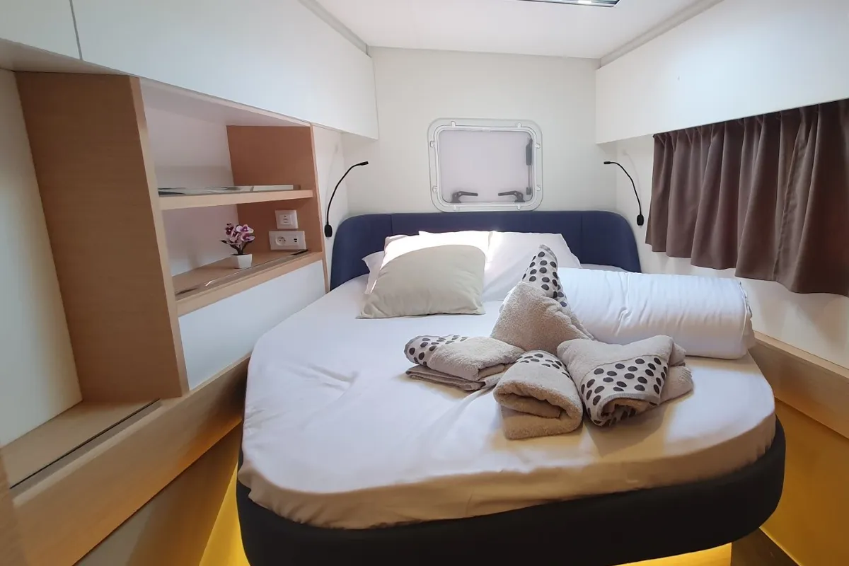 Skywalker, a Fountaine Pajot FP 44 Quatuor catamaran at Seget Donji, Croatia