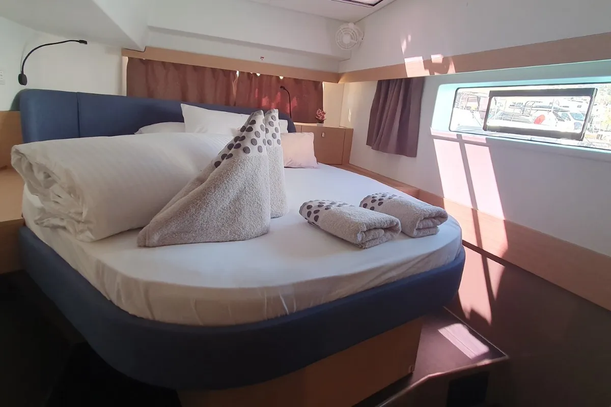 Skywalker, a Fountaine Pajot FP 44 Quatuor catamaran at Seget Donji, Croatia