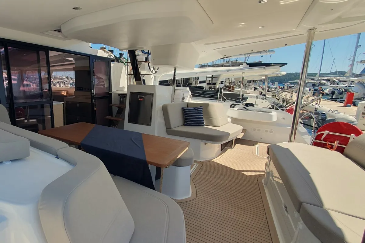 Skywalker, a Fountaine Pajot FP 44 Quatuor catamaran at Seget Donji, Croatia
