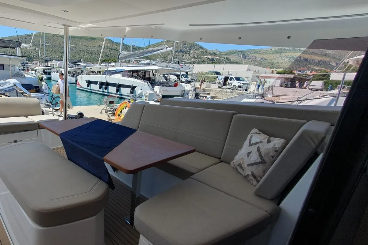 Skywalker, a Fountaine Pajot FP 44 Quatuor catamaran at Seget Donji, Croatia