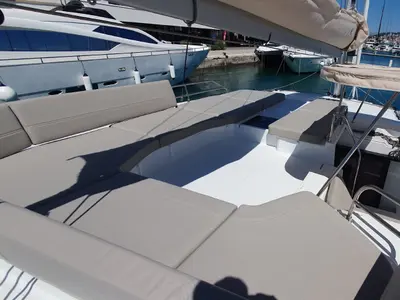 Skywalker, a Fountaine Pajot FP 44 Quatuor catamaran at Seget Donji, Croatia