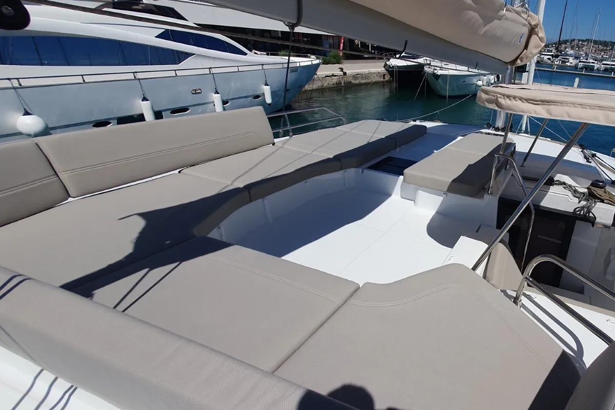 Skywalker, a Fountaine Pajot FP 44 Quatuor catamaran at Seget Donji, Croatia