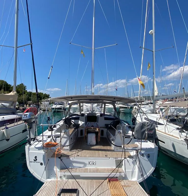 Exterior view of Kiki, a Beneteau Oceanis 40.1 sailboat at Općina Rogoznica, Croatia