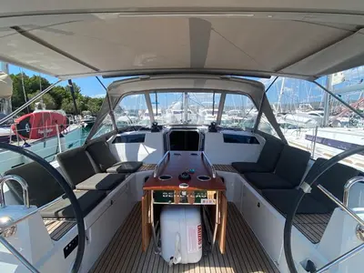 Cockpit of Kiki, a Beneteau Oceanis 40.1 sailboat at Općina Rogoznica, Croatia