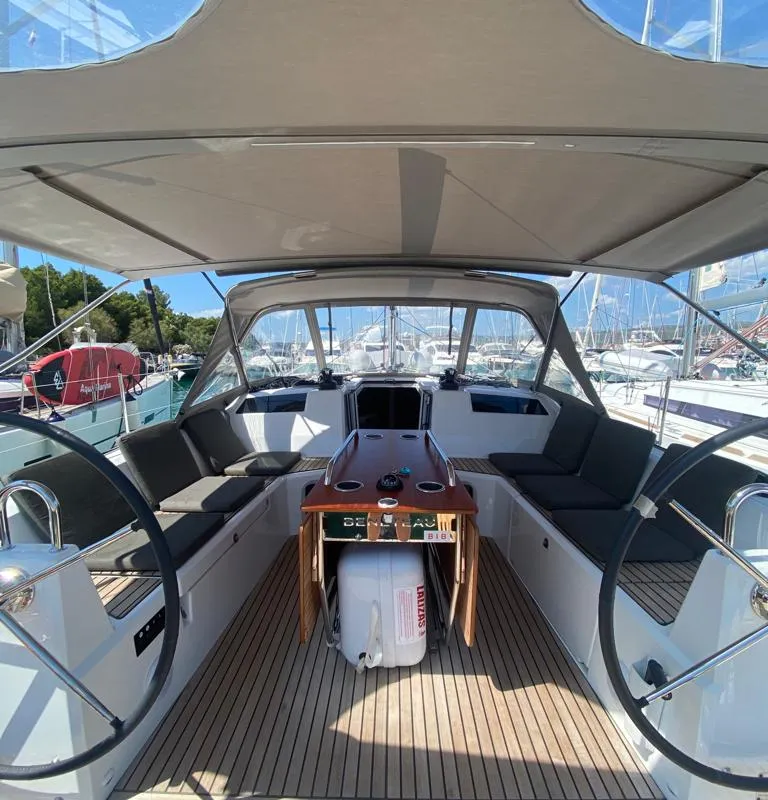 Cockpit of Kiki, a Beneteau Oceanis 40.1 sailboat at Općina Rogoznica, Croatia