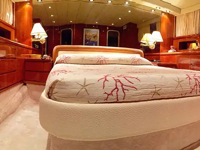Cabin on Falcon 76, a motor yacht at Olbia, Italy