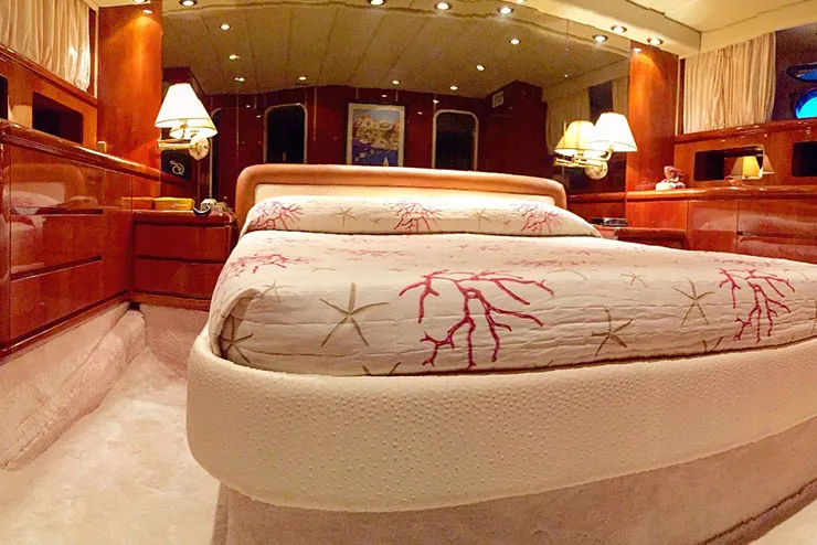 Cabin on Falcon 76, a motor yacht at Olbia, Italy