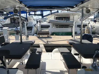 Deck of Asti, a Jeanneau Sun Loft 47 sailboat at Seget Donji, Croatia