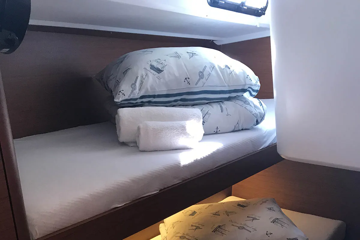 Cabin on Asti, a Jeanneau Sun Loft 47 sailboat at Seget Donji, Croatia